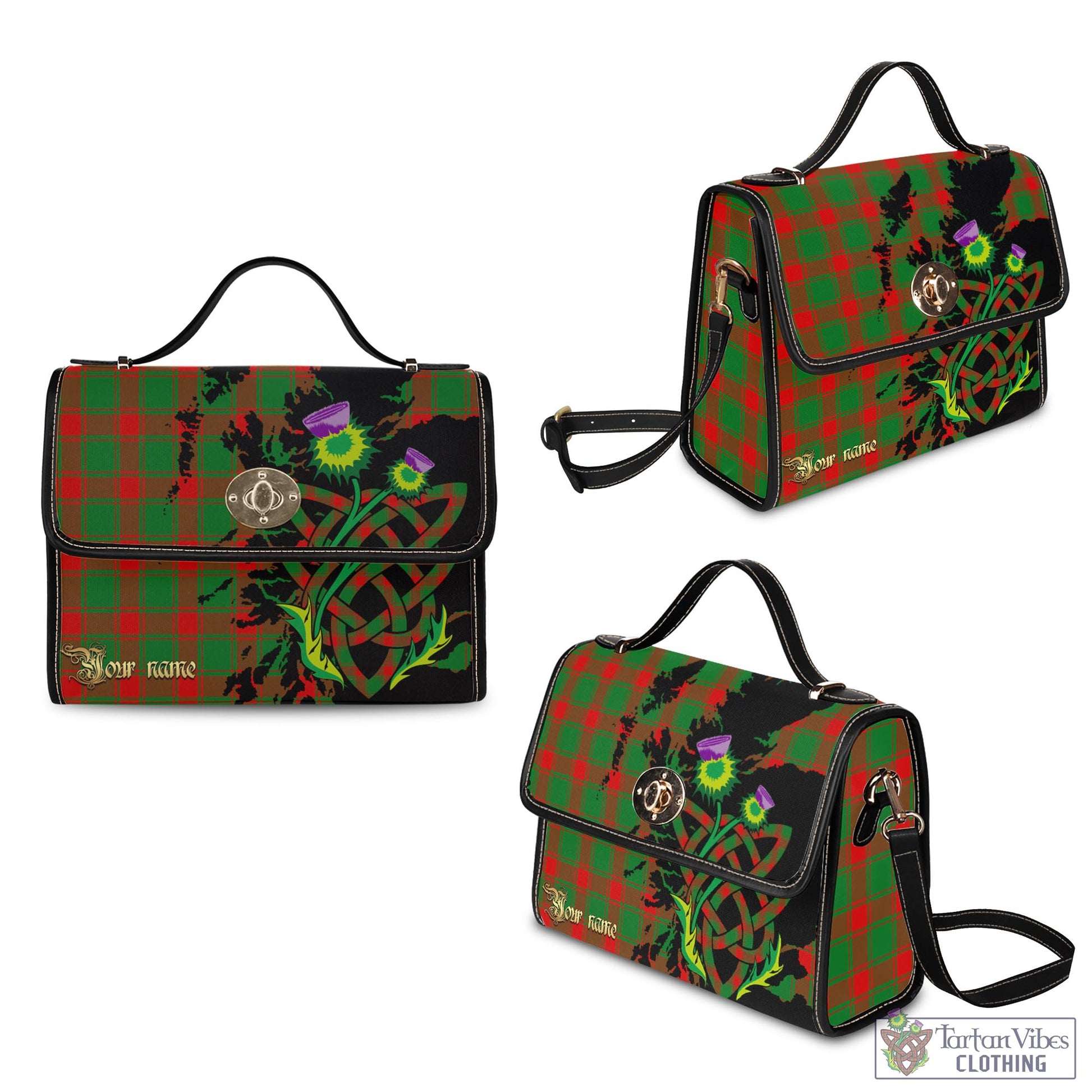 Tartan Vibes Clothing Middleton Modern Tartan Waterproof Canvas Bag with Scotland Map and Thistle Celtic Accents