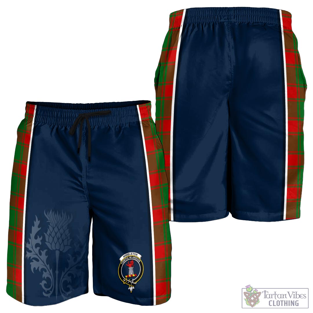 Tartan Vibes Clothing Middleton Modern Tartan Men's Shorts with Family Crest and Scottish Thistle Vibes Sport Style