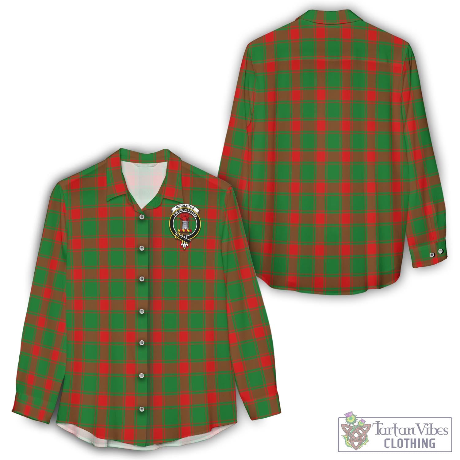 Tartan Vibes Clothing Middleton Modern Tartan Womens Casual Shirt with Family Crest