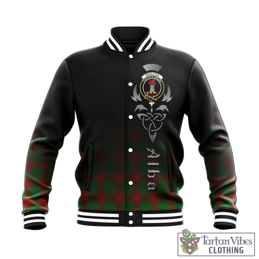 Tartan Vibes Clothing Middleton Modern Tartan Baseball Jacket Featuring Alba Gu Brath Family Crest Celtic Inspired