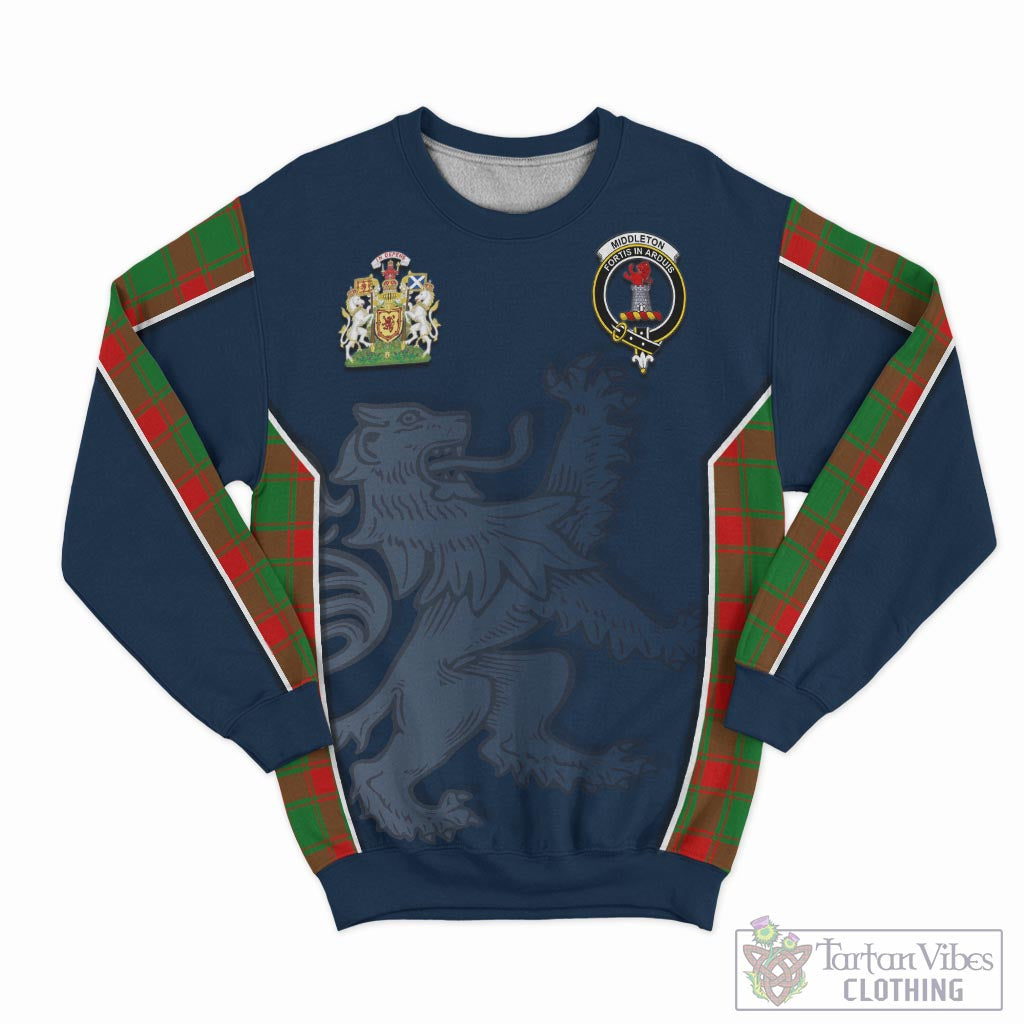 Tartan Vibes Clothing Middleton Modern Tartan Sweater with Family Crest and Lion Rampant Vibes Sport Style