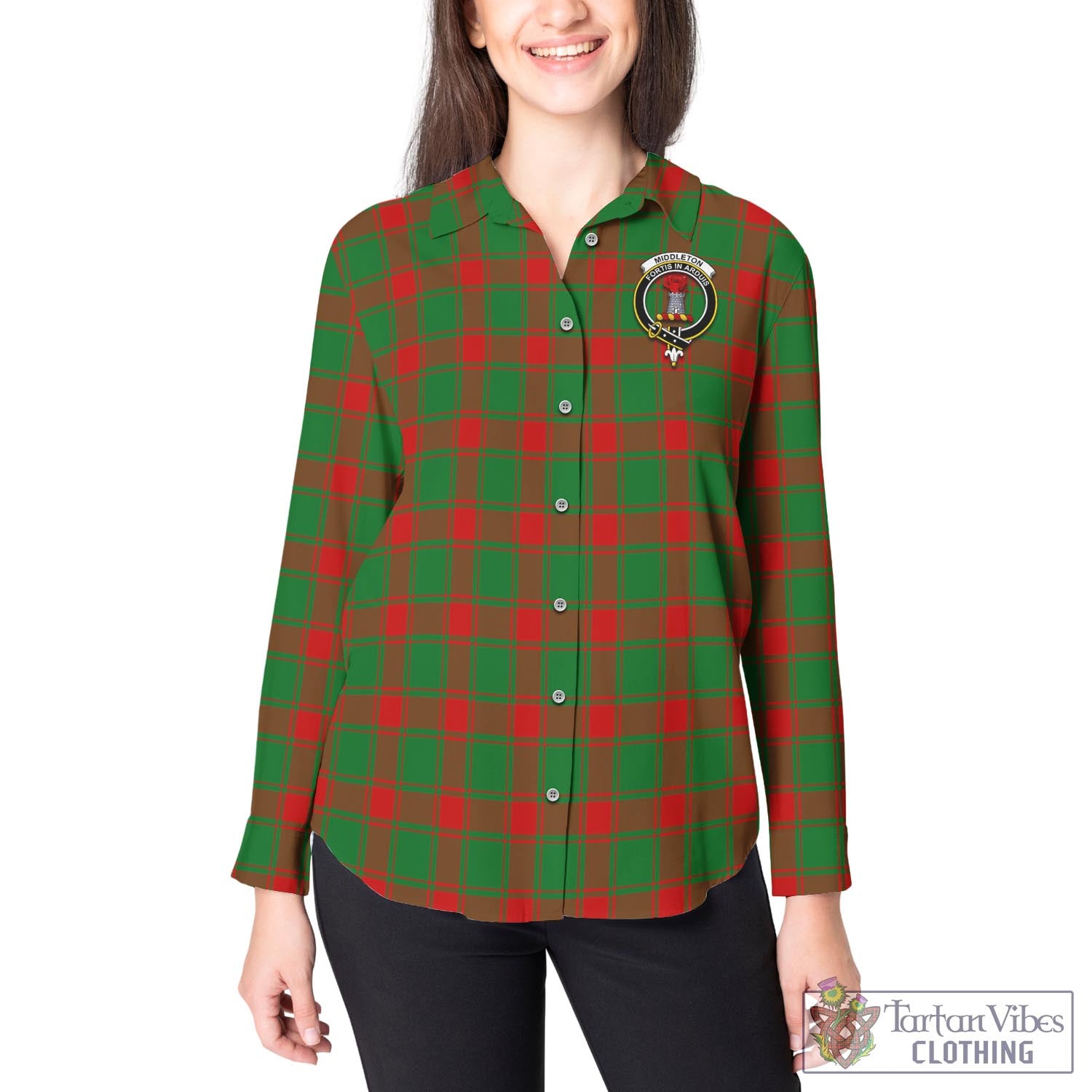 Tartan Vibes Clothing Middleton Modern Tartan Womens Casual Shirt with Family Crest