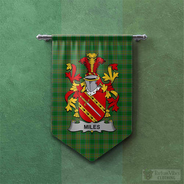 Miles Irish Clan Tartan Gonfalon, Tartan Banner with Coat of Arms Chevron - Tartan Vibes Clothing