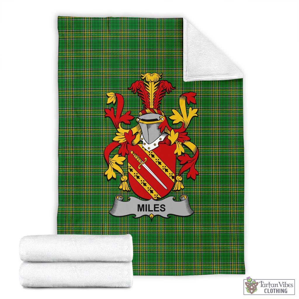 Tartan Vibes Clothing Miles Irish Clan Tartan Blanket with Coat of Arms