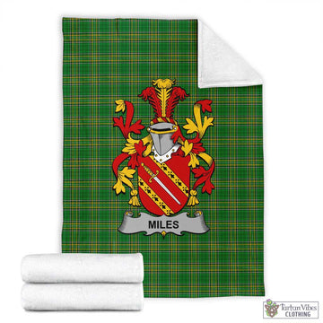 Miles Irish Clan Tartan Blanket with Coat of Arms