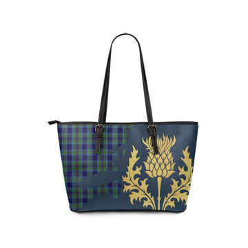 Miller Tartan Leather Tote Bag Gold Thistle Style - Tartan Vibes Clothing