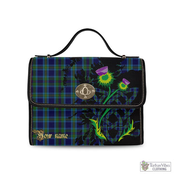 Miller Tartan Waterproof Canvas Bag with Scotland Map and Thistle Celtic Accents Black Leather Strap One Size 10.5*20*27cm - Tartan Vibes Clothing