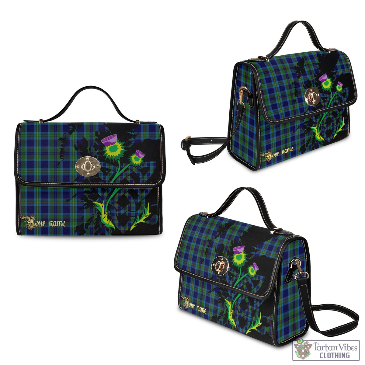 Miller Tartan Waterproof Canvas Bag with Scotland Map and Thistle Celtic Accents - Tartan Vibes Clothing