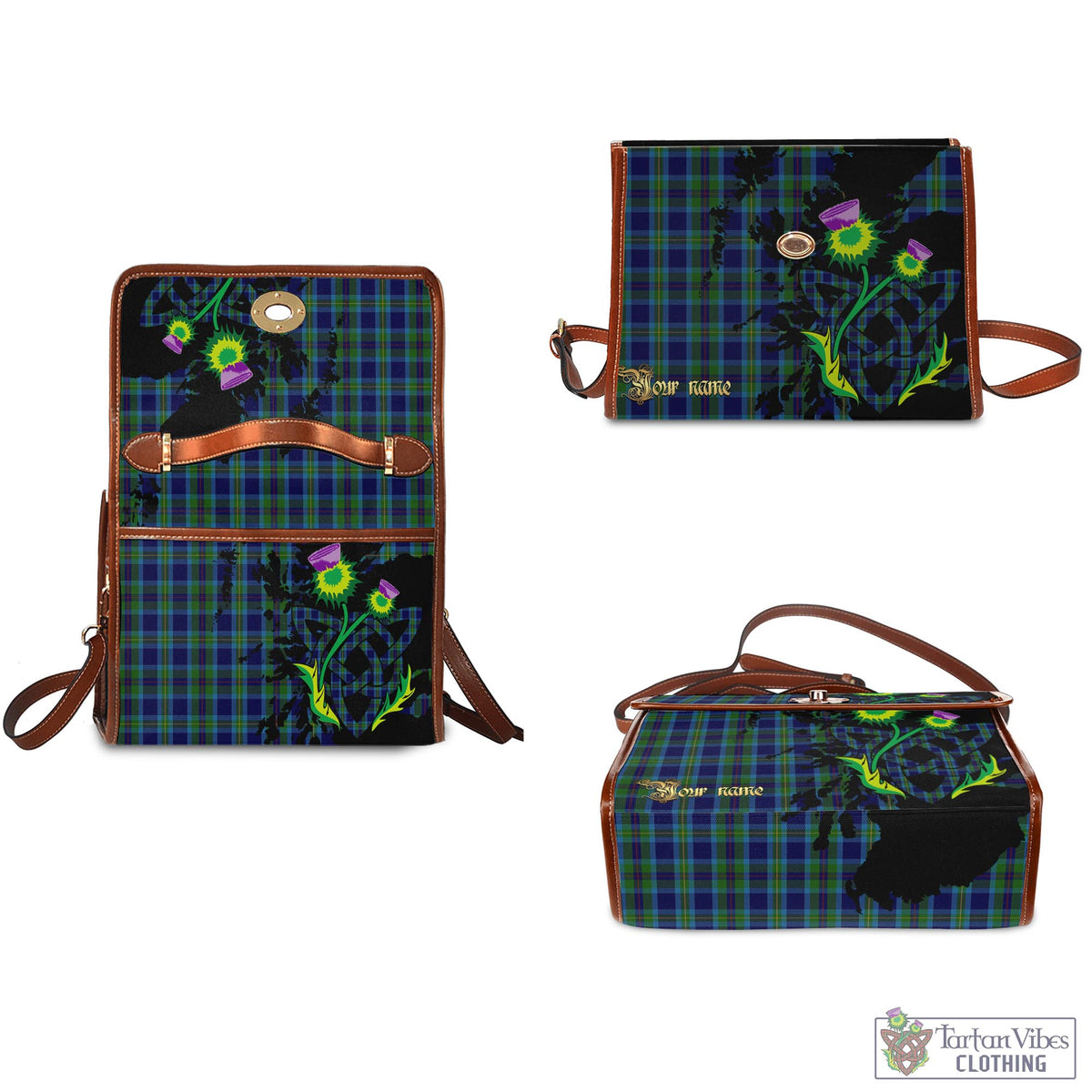 Miller Tartan Waterproof Canvas Bag with Scotland Map and Thistle Celtic Accents - Tartan Vibes Clothing