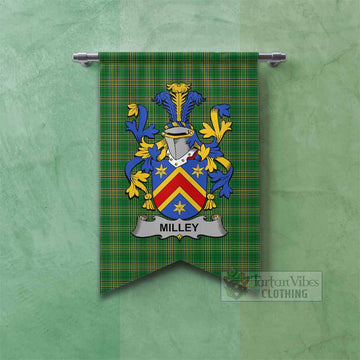 Milley Irish Clan Tartan Gonfalon, Tartan Banner with Coat of Arms Fishtail - Tartan Vibes Clothing