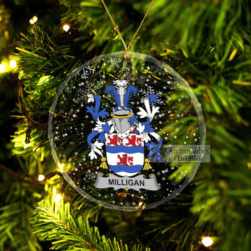 Milligan Irish Clan Christmas Glass Ornament with Coat of Arms