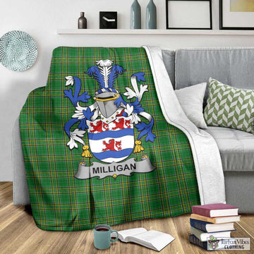 Milligan Irish Clan Tartan Blanket with Coat of Arms