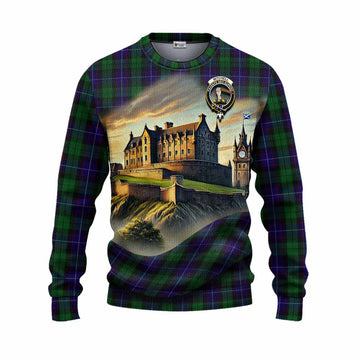 Mitchell Tartan Family Crest Knitted Sweater with Scottish Ancient Castle Style Unisex - Tartan Vibes Clothing