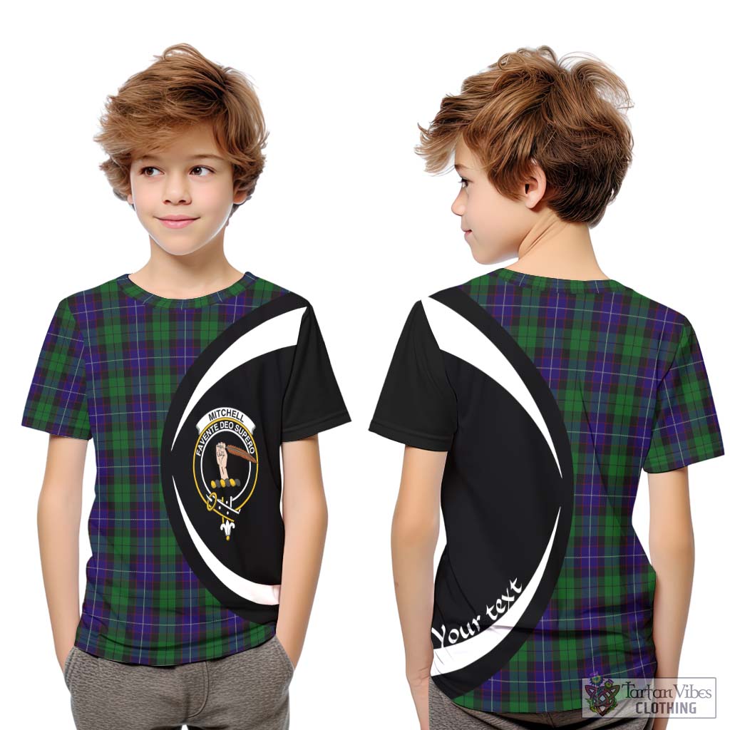 Mitchell Tartan Kid T-Shirt with Family Crest Circle Style Youth XL Size14 - Tartan Vibes Clothing