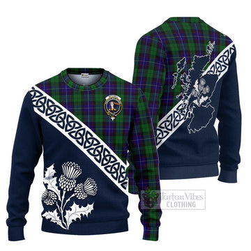 Mitchell Tartan Ugly Sweater Featuring Thistle and Scotland Map