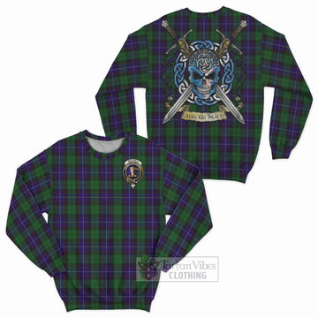 Mitchell Tartan Sweatshirt with Family Crest Celtic Skull Style