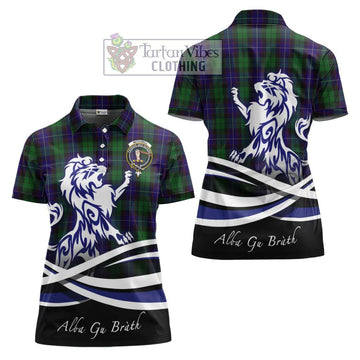 Mitchell Tartan Women's Polo Shirt with Alba Gu Brath Regal Lion Emblem Women - Tartan Vibes Clothing
