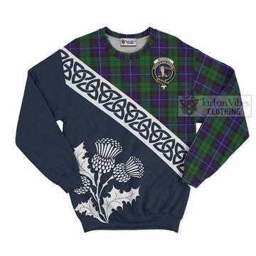 Mitchell Tartan Sweatshirt Featuring Thistle and Scotland Map