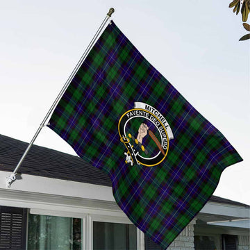 Mitchell Tartan House Flag with Family Crest