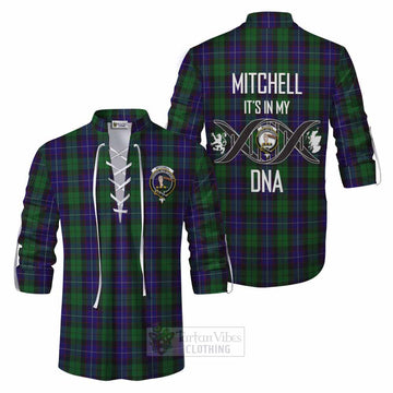 Mitchell Tartan Ghillie Kilt Shirt with Family Crest DNA In Me Style Men - Tartan Vibes Clothing