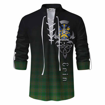 Mitchell Irish Clan Ghillie Kilt Shirt with Coat of Arms Erin Go Bragh Celtic Inspired Men - Tartan Vibes Clothing
