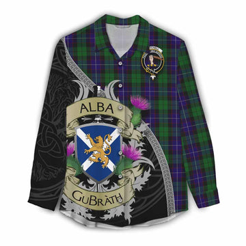 Mitchell Tartan Family Crest Women's Casual Shirt Lion Rampant Royal Thistle Shield Celtic Inspired Female - Tartan Vibes Clothing