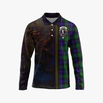 Mitchell Tartan Family Crest Long Sleeve Polo Shirt Alba Gu Brath Be Brave Lion Ancient Style Unisex - Tartan Vibes Clothing