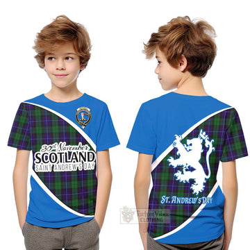 Mitchell Family Crest Tartan Kid T-Shirt Celebrate Saint Andrew's Day in Style