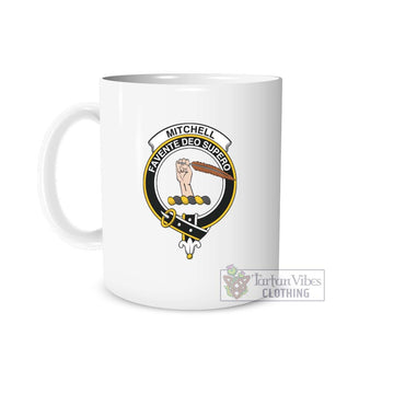 Mitchell Family Crest Ceramic Mug White - 2D-tartanvibesclothing