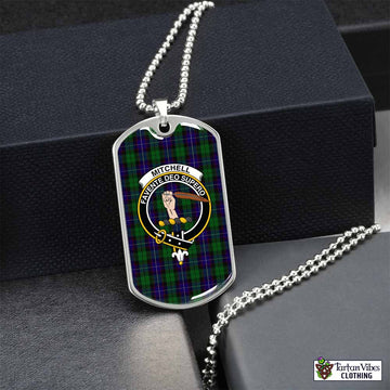 Mitchell Tartan Dog Tag Necklace with Family Crest