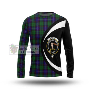 Mitchell Tartan Long Sleeve T-Shirt with Family Crest Circle Style Unisex - Tartan Vibes Clothing