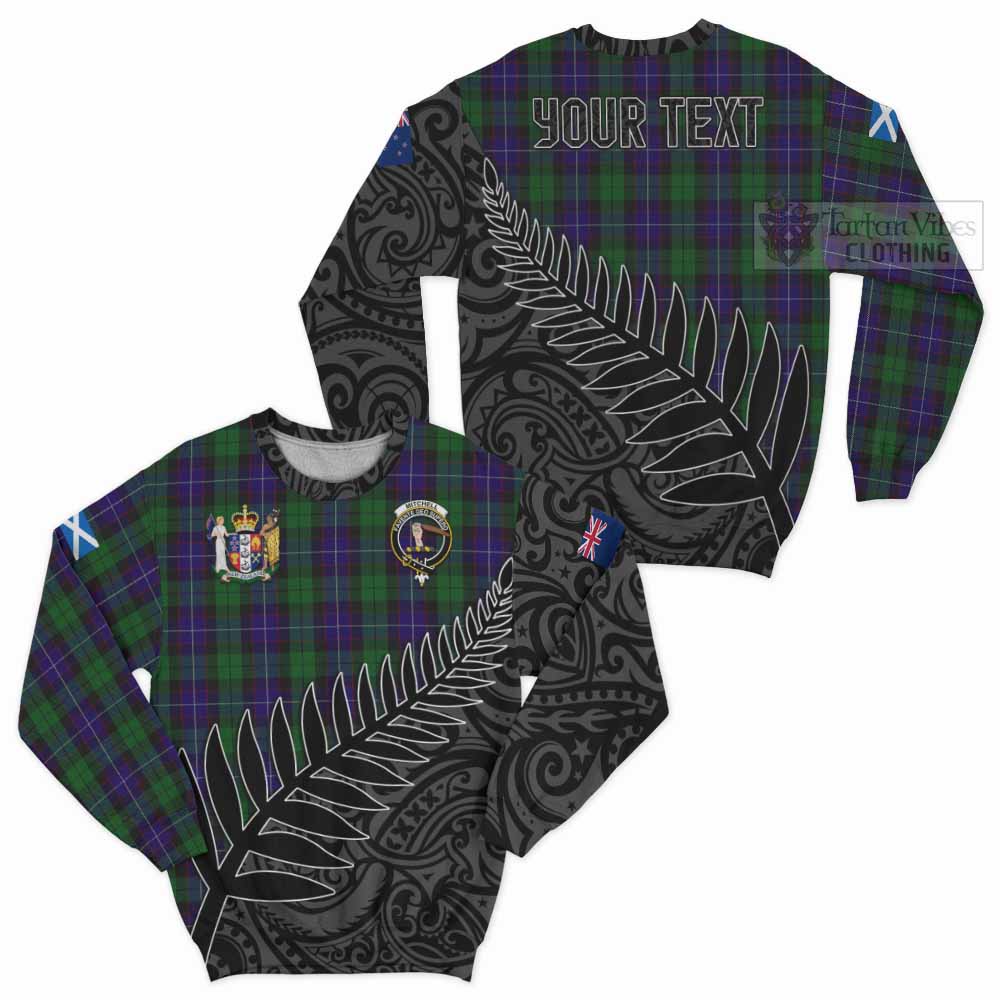 Tartan Vibes Clothing Mitchell Crest Tartan Sweatshirt with New Zealand Silver Fern Half Style