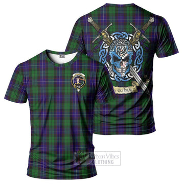 Mitchell Tartan T-Shirt with Family Crest Celtic Skull Style