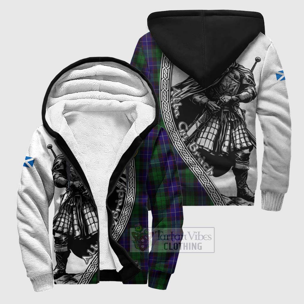 Mitchell Tartan Clan Crest Sherpa Hoodie with Highlander Warrior Celtic Style Unisex S - Tartan Vibes Clothing