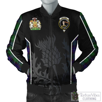 Mitchell Tartan Bomber Jacket with Family Crest and Scottish Thistle Vibes Sport Style