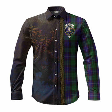 Mitchell Tartan Family Crest Long Sleeve Button Shirt Alba Gu Brath Be Brave Lion Ancient Style Men's Shirt S - Tartan Vibes Clothing