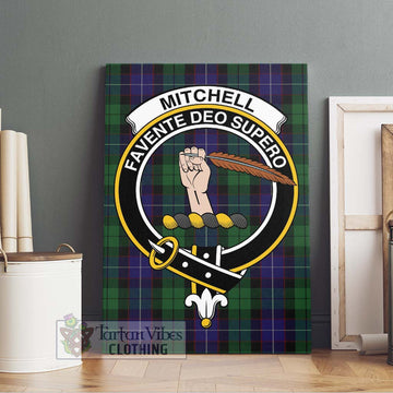 Mitchell Tartan Canvas Print Wall Art with Family Crest