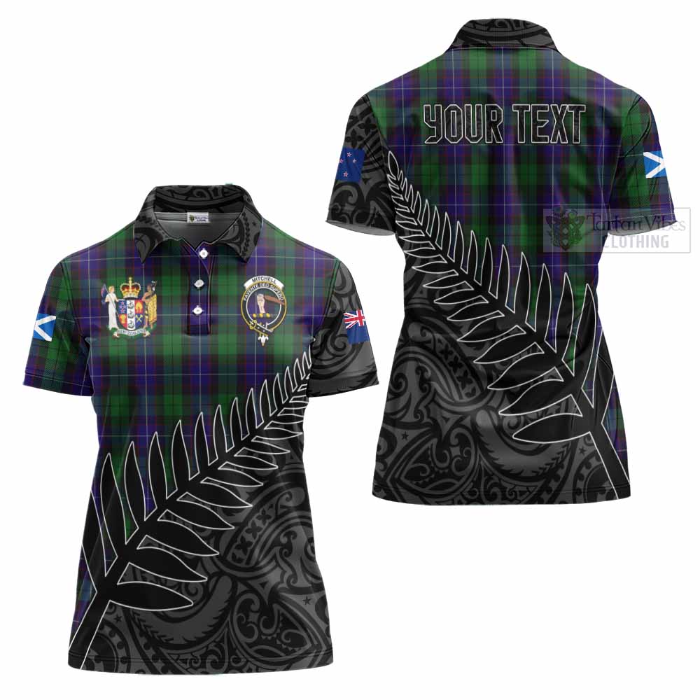 Tartan Vibes Clothing Mitchell Crest Tartan Women's Polo Shirt with New Zealand Silver Fern Half Style