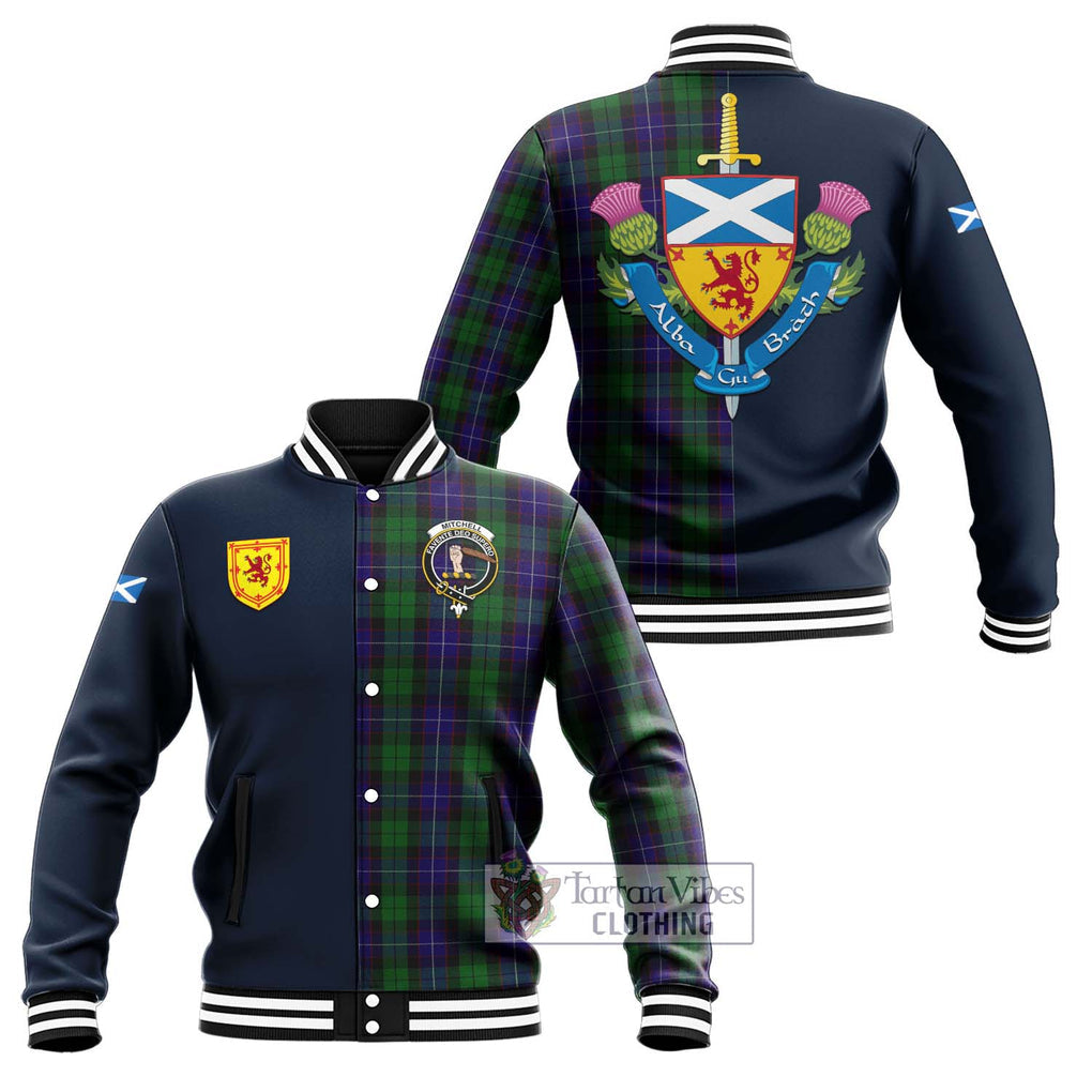 Mitchell Tartan Baseball Jacket Alba with Scottish Lion Royal Arm Half Style Unisex - Tartan Vibes Clothing