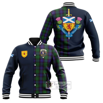 Mitchell Tartan Baseball Jacket Alba with Scottish Lion Royal Arm Half Style