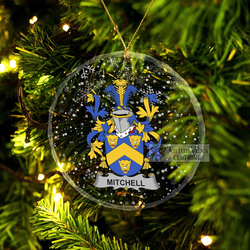 Mitchell Irish Clan Christmas Glass Ornament with Coat of Arms Transparent Glass Circle - 2D-tartanvibesclothing