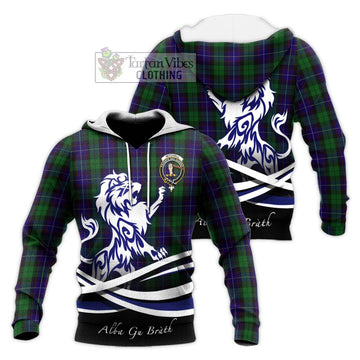 Mitchell Tartan Knitted Hoodie with Alba Gu Brath Regal Lion Emblem