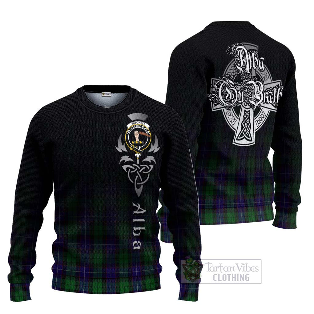 Tartan Vibes Clothing Mitchell Tartan Knitted Sweater Featuring Alba Gu Brath Family Crest Celtic Inspired