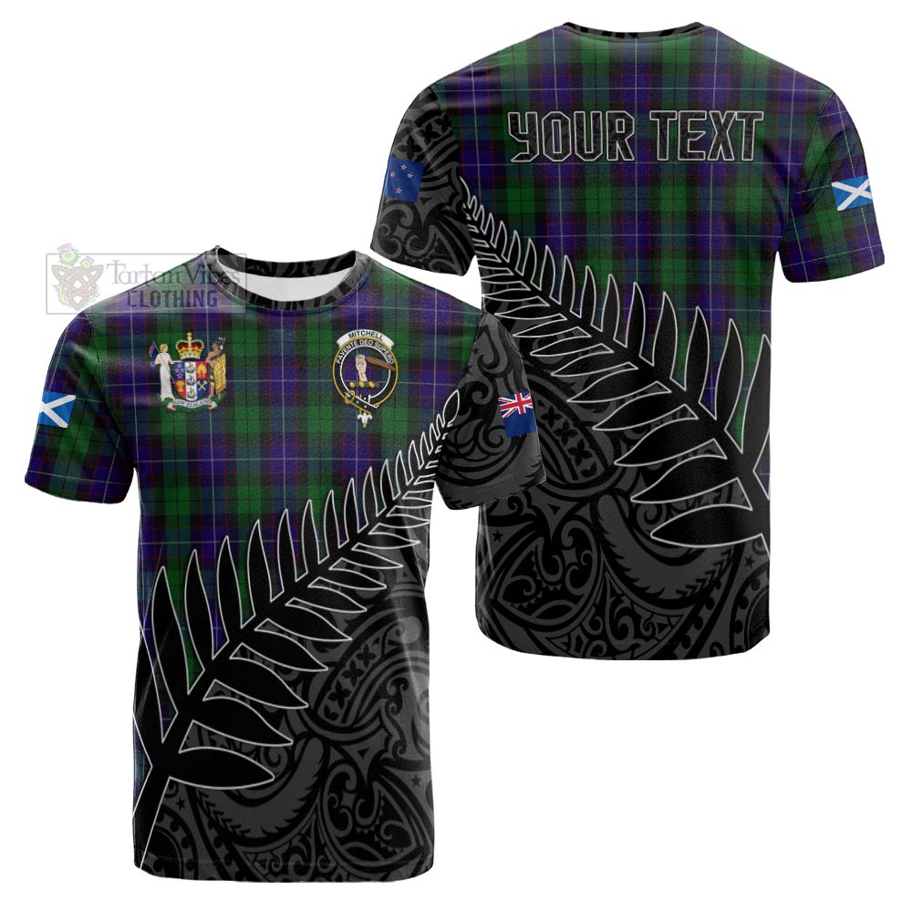 Tartan Vibes Clothing Mitchell Crest Tartan Cotton T-shirt with New Zealand Silver Fern Half Style