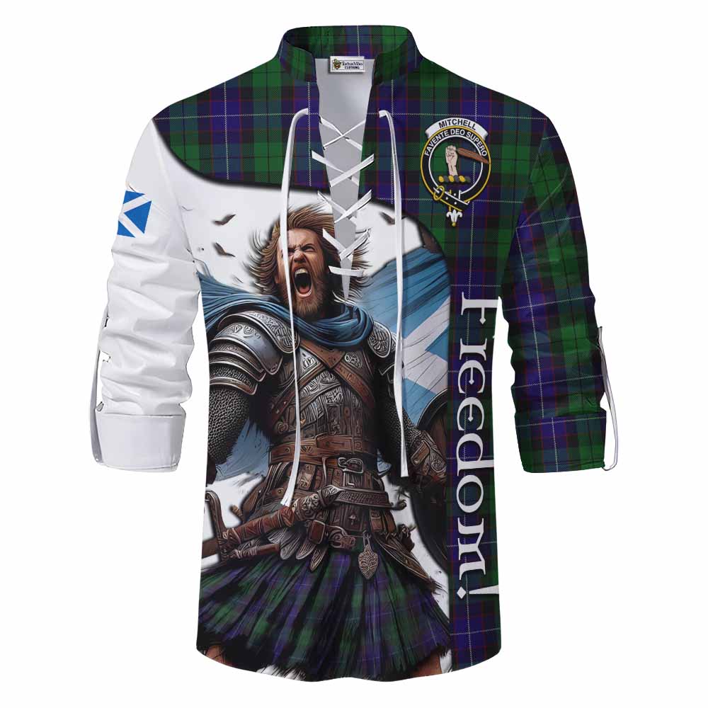 Tartan Vibes Clothing Mitchell Crest Tartan Ghillie Kilt Shirt Inspired by the Freedom of Scottish Warrior