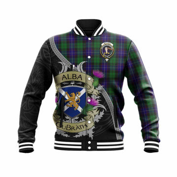 Mitchell Tartan Family Crest Baseball Jacket Lion Rampant Royal Thistle Shield Celtic Inspired Unisex - Tartan Vibes Clothing