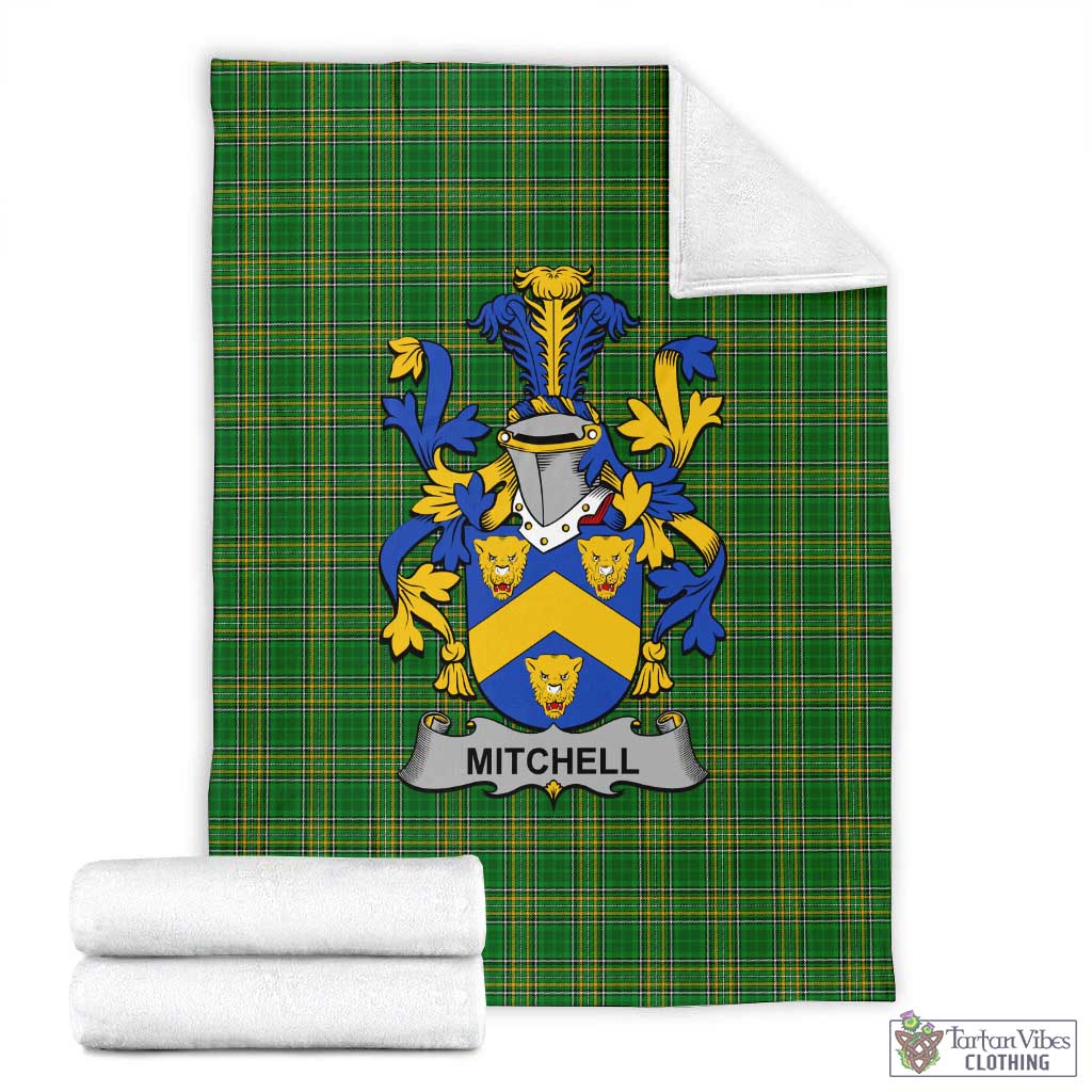 Tartan Vibes Clothing Mitchell Irish Clan Tartan Blanket with Coat of Arms