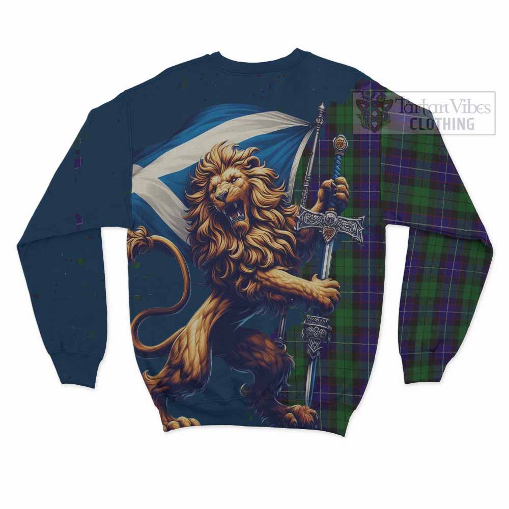 Tartan Vibes Clothing Mitchell Tartan Family Crest Sweatshirt with Scottish Majestic Lion