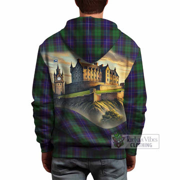 Mitchell Tartan Family Crest Hoodie with Scottish Ancient Castle Style - Tartan Vibes Clothing