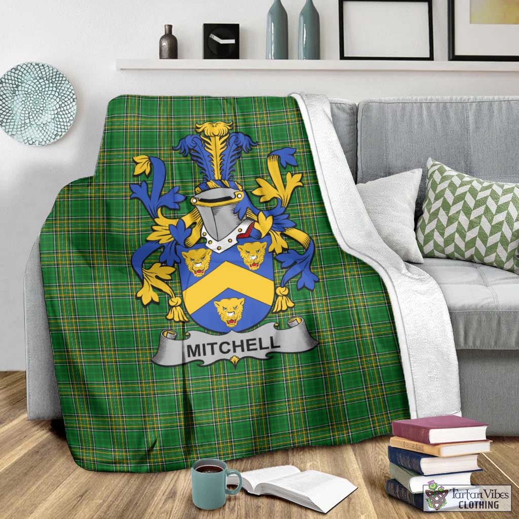 Tartan Vibes Clothing Mitchell Irish Clan Tartan Blanket with Coat of Arms